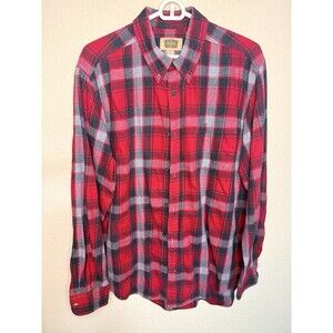 The Foundry Supply Co Men’s 100% Cotton Flannel Plaid Button Up Shirt Size L T